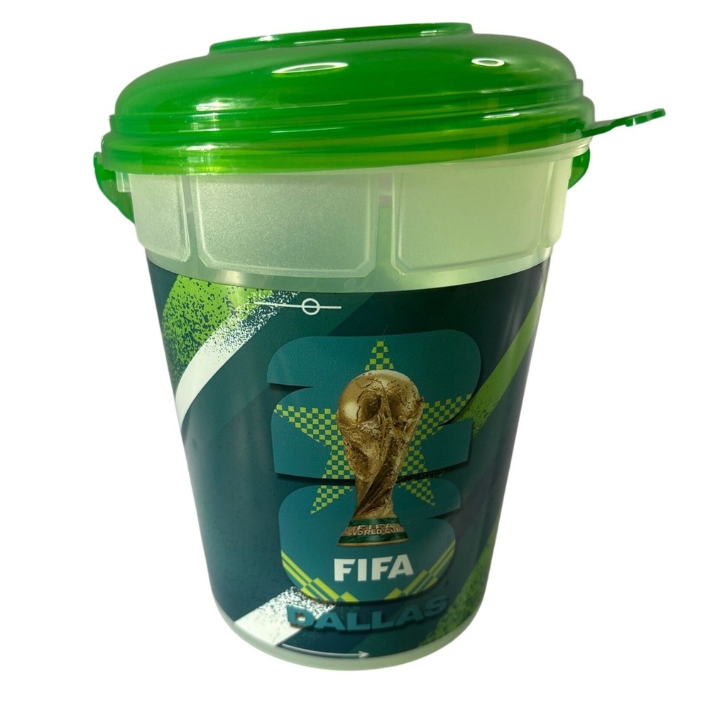 FIFA World Cup 2026 Dallas Host City Souvenir Popcorn Bucket Green Soccer Pail
